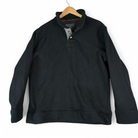 Maxxsel Sweater Mens L Heavy Duty Fleece Lined 1/4 Snap Pullover Outdoors - Picture 1 of 7